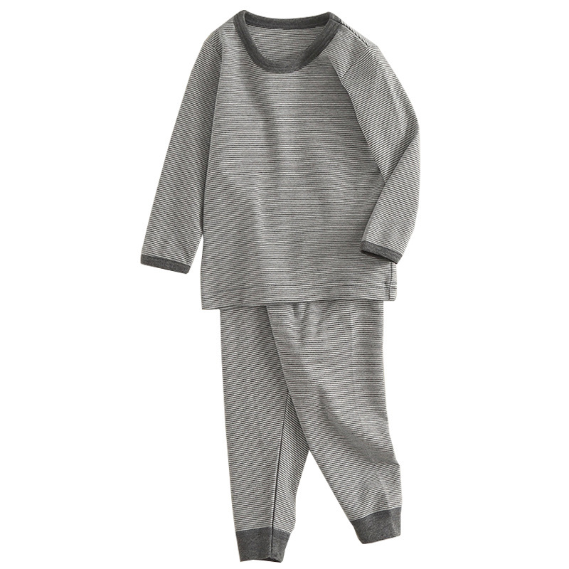 Japanese children's thermal underwear suit boys' brushed thickened homewear children's spring and autumn striped long johns