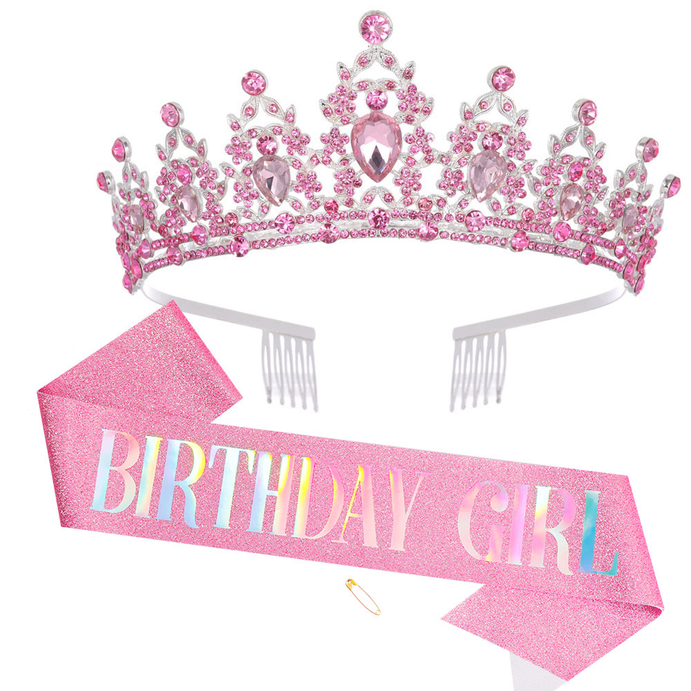 Party BIRTHDAY Party BIRTHDAY QUEEN Hair Comb Crystal Diamond Crown Shoulder Strap QUEEN Etiquette Belt Belt