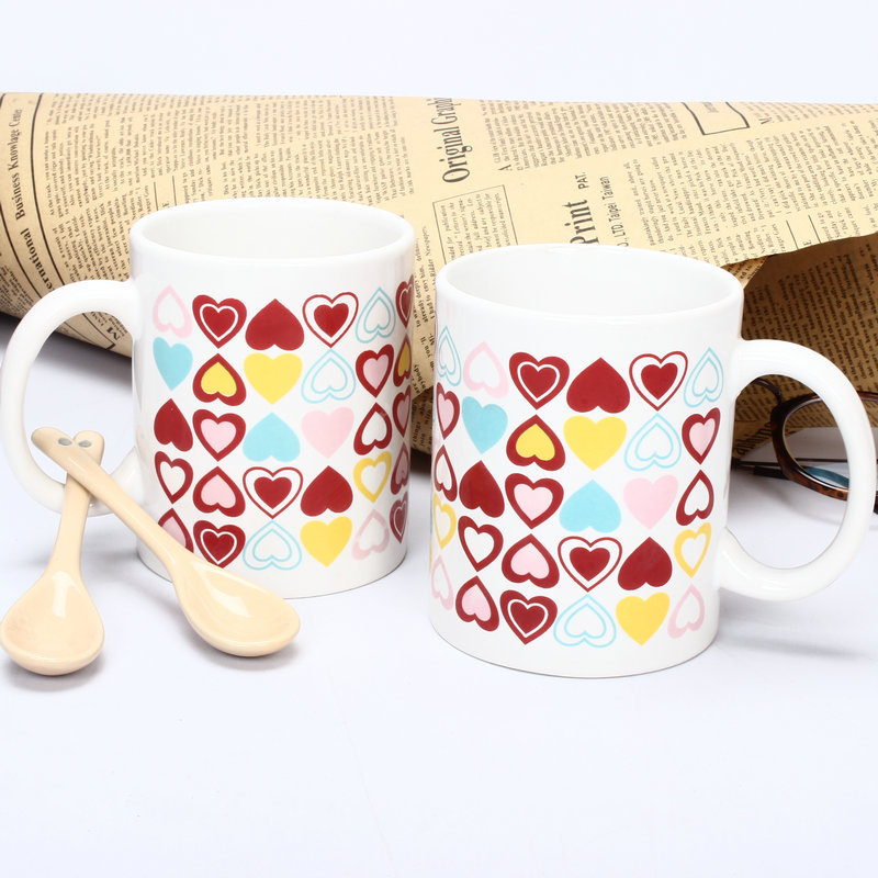 Factory creative ceramic mug LOGO thermal transfer pattern cartoon mug white coated mug coffee mug
