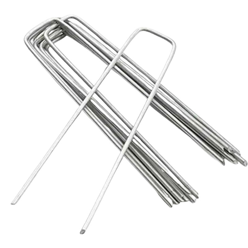 Factory direct supply U-shaped galvanized steel nail anti-grass cloth greenhouse gardening oblique pointed nail soil fence Holder spot