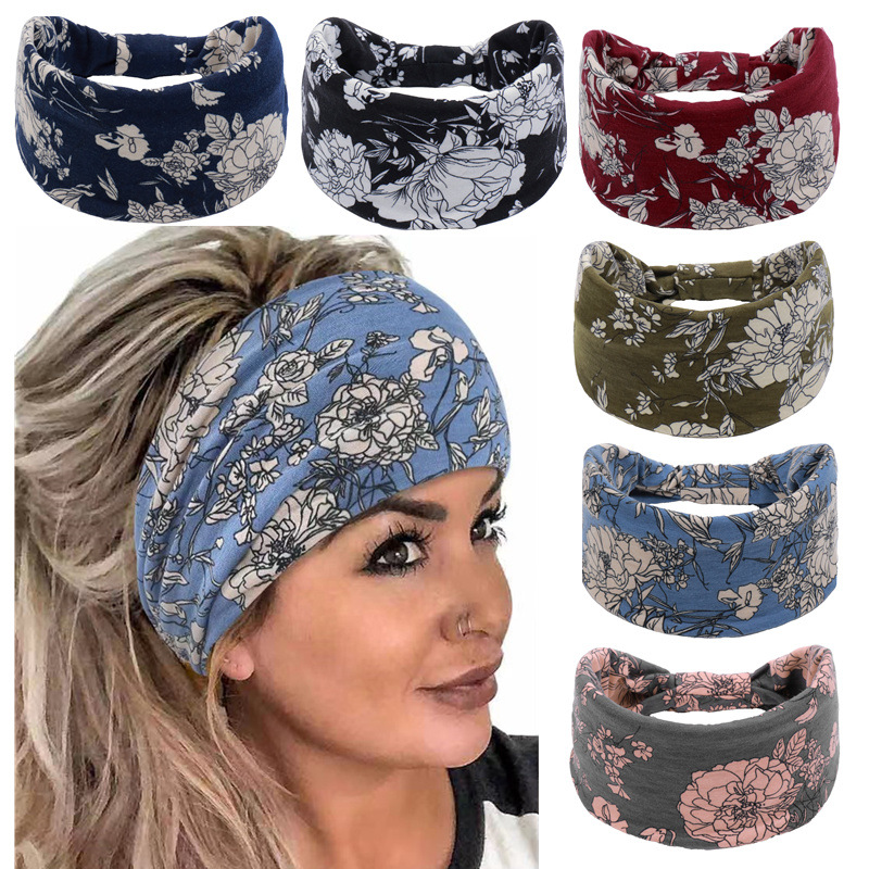 New European and American Yoga Hair Band Fashion Hair Accessories Wide-brimmed Bohemian Headband Sweat-absorbent Stretch Cotton Tape