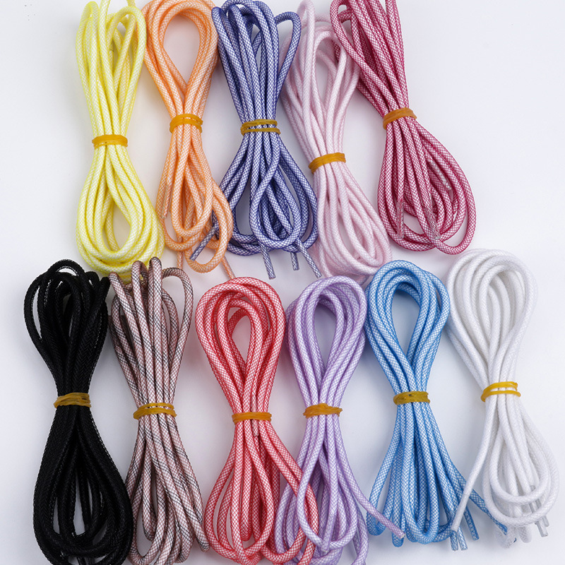 Candy color mesh shoelaces new round multicolor color sports shoes Crystal shoelaces