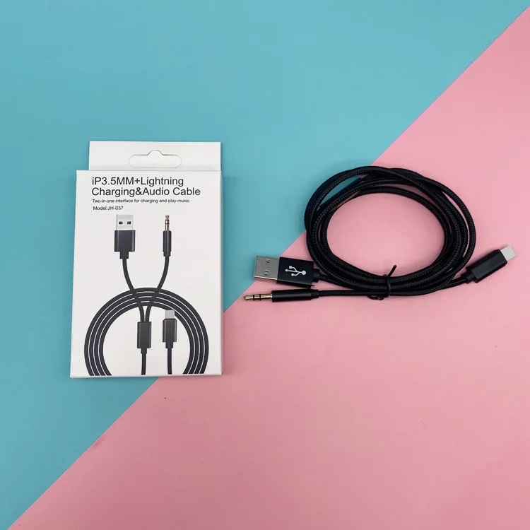 Applicable to iPhone8 audio cable AUX car USB charging listening music two-in-One X Apple 7plus connecting adapter cable