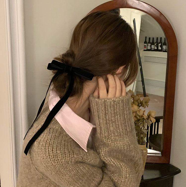 Samtband Schleife Haarnadel Damen Hinterkopf hochwertige sanfte Temperament Clip Haarnadel Haarschmuck Kopfschmuck Herbst und Winter_voghion.com