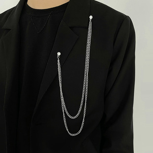 Brooch Men's European and American Fashion Long Chain Suit Accessories Pin Personality Multiple Mixed Batch High-end Exaggerated Brooch
