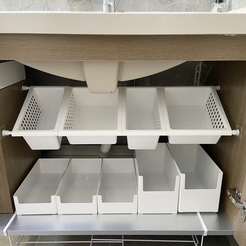 Kitchen Sink Storage Rack Punch-free Retractable Cabinet Storage Box Drawer-type Sundries Sorting Basket