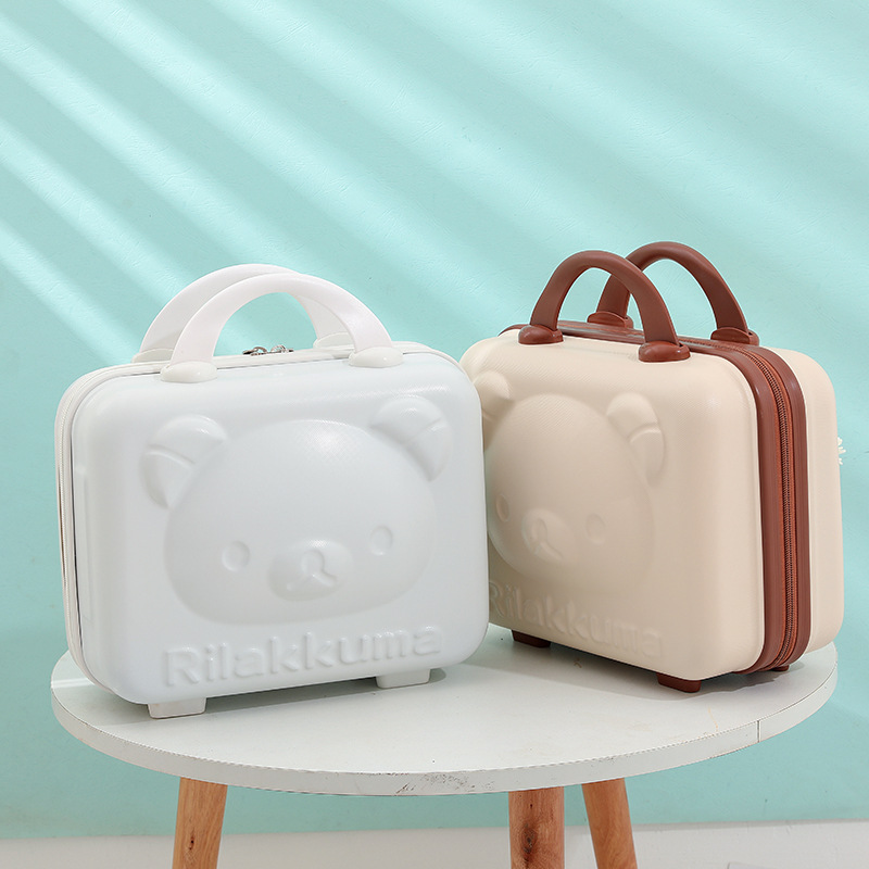 Hand Luggage Mini 14 inch Cosmetic Case Cartoon Bear Storage Case Small Lightweight Combination Lock Travel Case