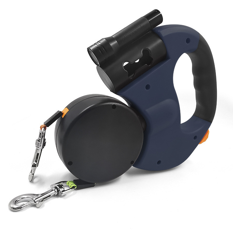 Amazon new automatic retractable leash one drag two double creative walking dog leash dog chain lamp pet supplies
