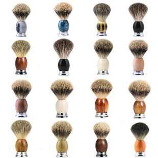 Spot multicolor drum shaped pear solid wood resin aluminum alloy brush beard brush shaving brush beard brush foam brush