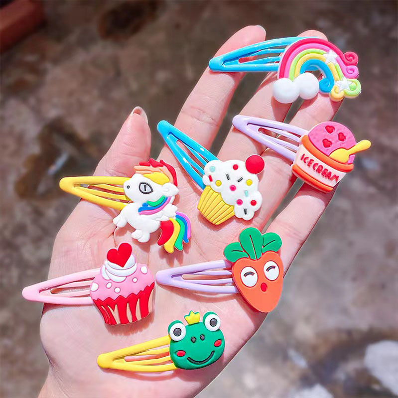 Children's fruit flower hairpin 10-piece set girls' baby side clip BB clip ice cream lollipop cute hair accessories