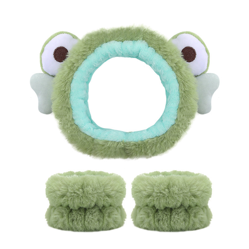Cross-border face washing hair band wrist strap imitation rabbit fur solid color plush waterproof hair band Amazon absorbent sweat-wiping wholesale