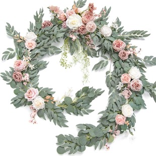 Cross-border simulation rose vine 2.7 m table flower hotel decoration banquet vine wreath decoration wedding arch