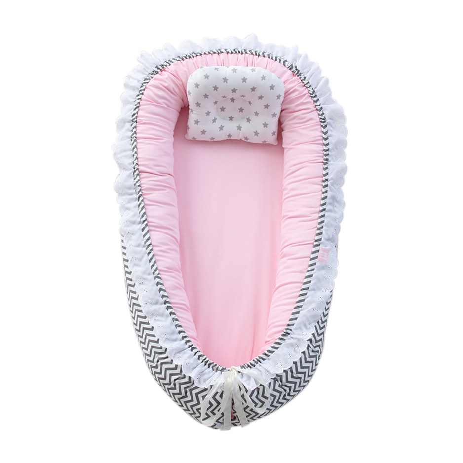Hemei lace baby pillow removable and washable portable baby bed mid-bed bionic baby nest travel crib