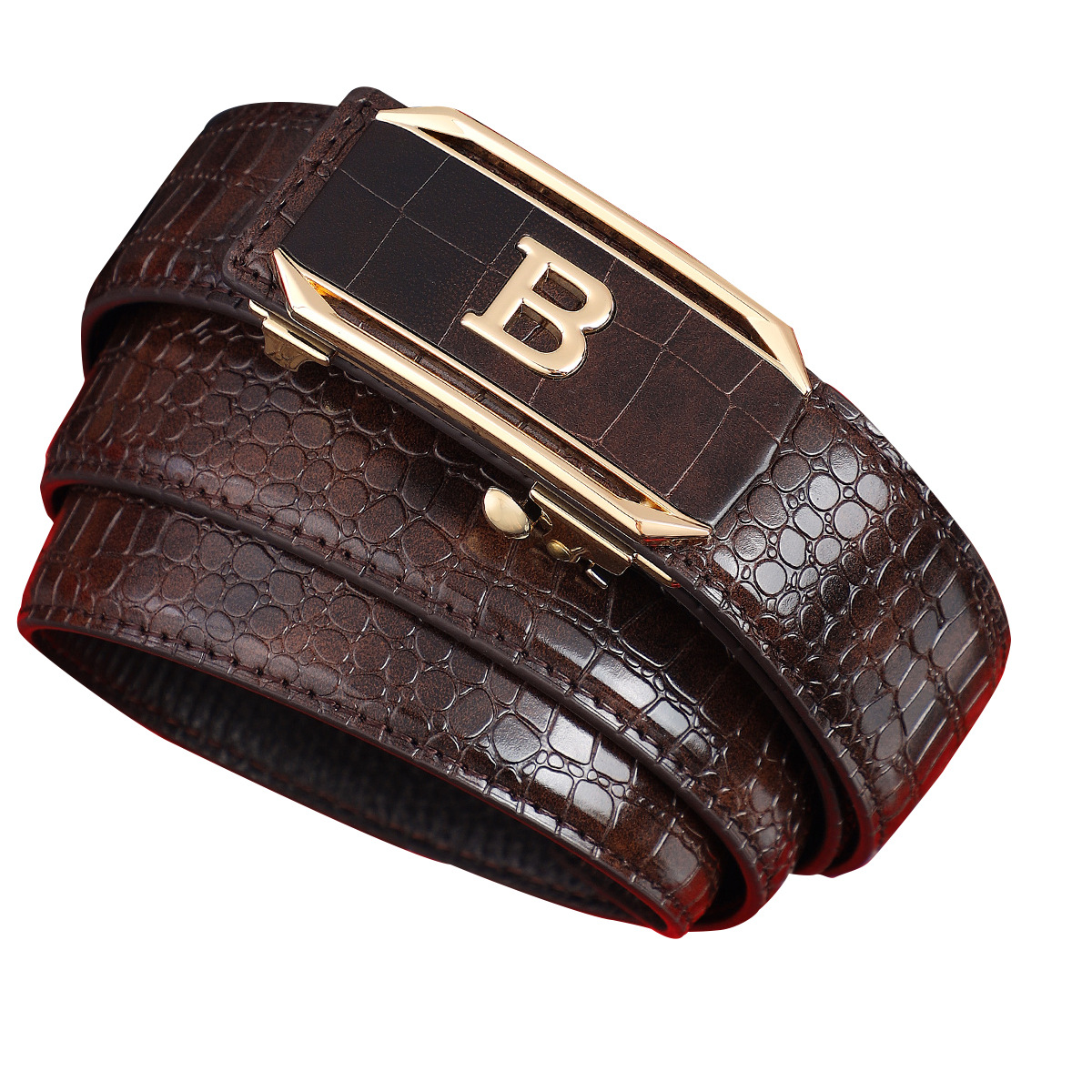 Men's belt new crocodile pattern leather automatic buckle fashion all-match Belt young and middle-aged casual business pants belt fashion