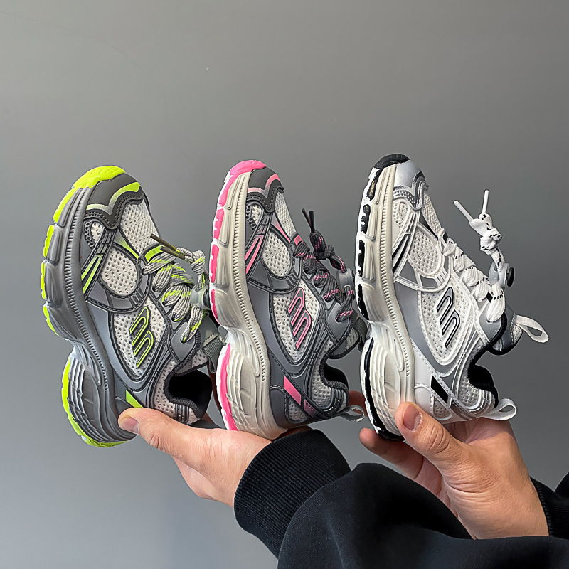 Children's double mesh breathable clunky shoes 2024 Spring and Autumn new boys' brand sneaker girls' shoes