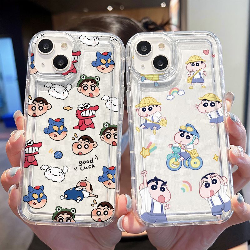蠟筆小新適用蘋果15保護套創意iPhone12手機殼卡通13透明氣囊防摔