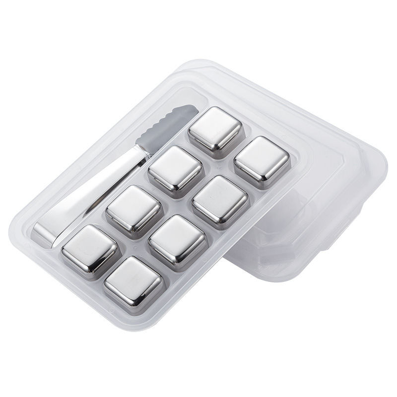 Stainless Steel Ice Food Grade Quick-Frozen Ice Wine Set Metal Ice Grain Red Wine Whiskey Ice Chilled Gift Box