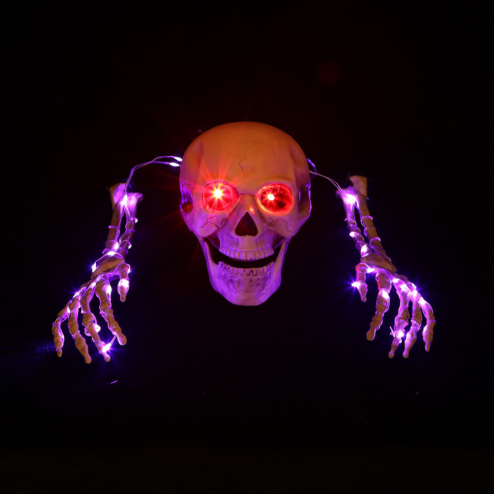 New Halloween Purple Luminous Hand-in-Hand Timing Skeleton Three-Piece Set Trick Simulation Arm Skeleton