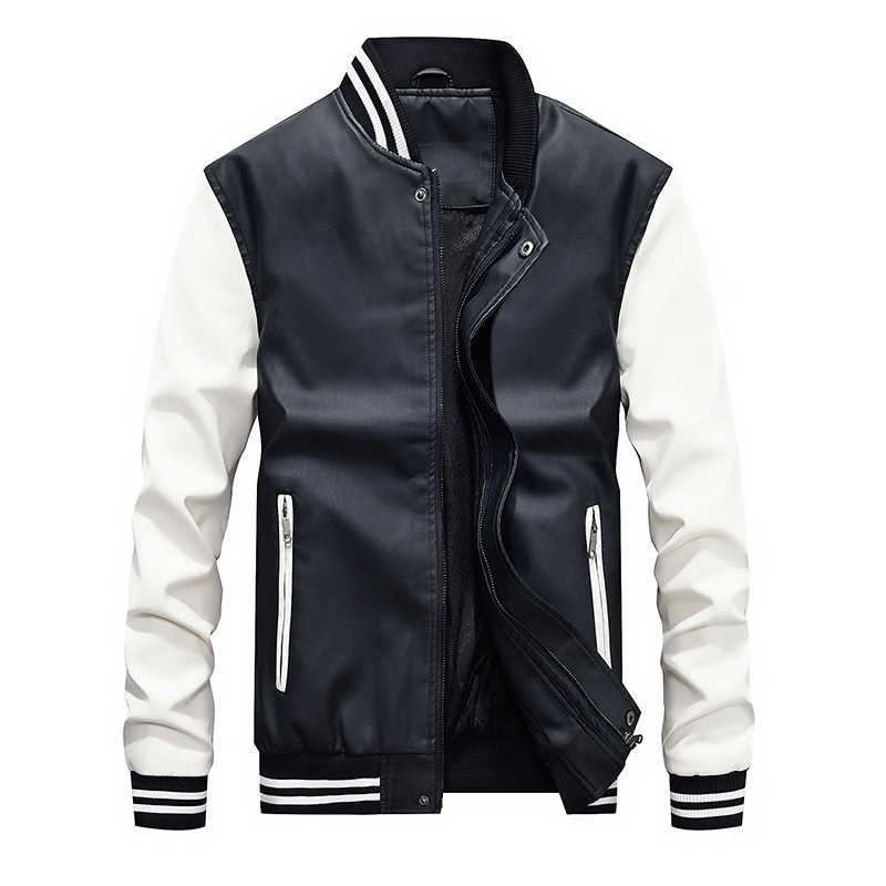 Factory Direct supply autumn and winter New pu leather coat men's casual youth Korean style loose fleece-lined leather jacket men's wholesale