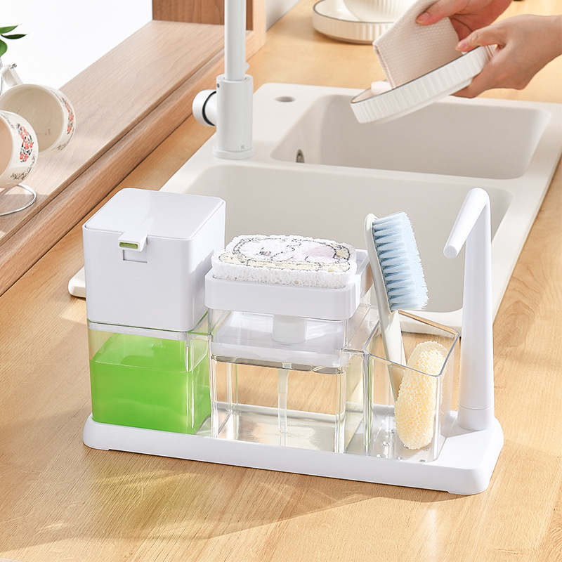 Kitchen bowl washing detergent dispenser bottle pressing soap bubbler automatic liquid pressing kitchen storage rack