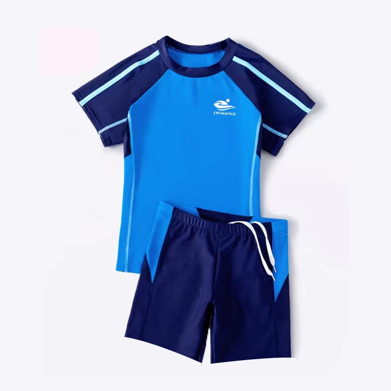 Nylon Youth Swimwear Children's Student Color Matching Fashion Joker Swimwear Men's Boy Plus Fat Plus Wholesale