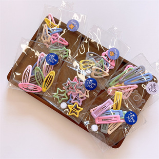 10 Pockets Small Korean Children's Candy Color Baby Clip Mini Square Color Girl's Broken Hair Cards Hair Accessories