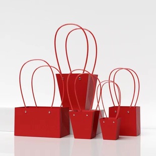 Portable flower basket bouquet plastic packaging box square flower packaging box tote bag floral holiday gift box wholesale