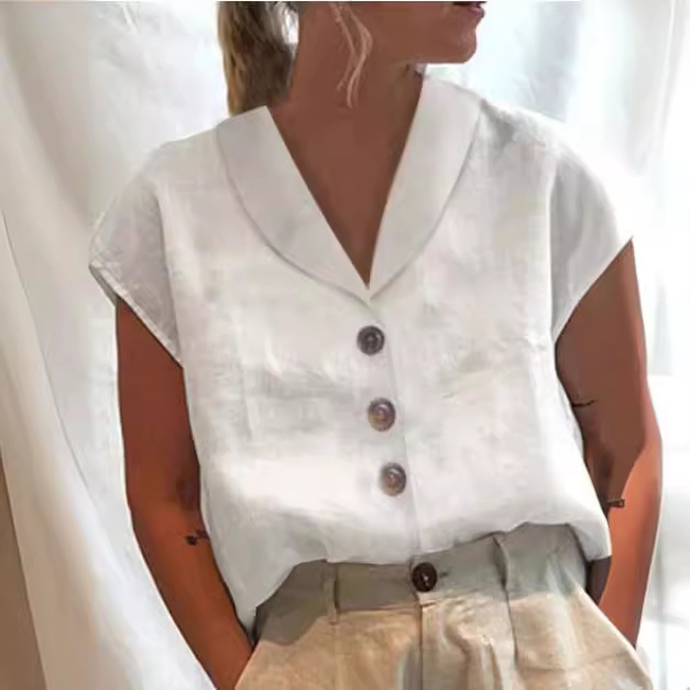 2024 women's fashion cotton and linen top