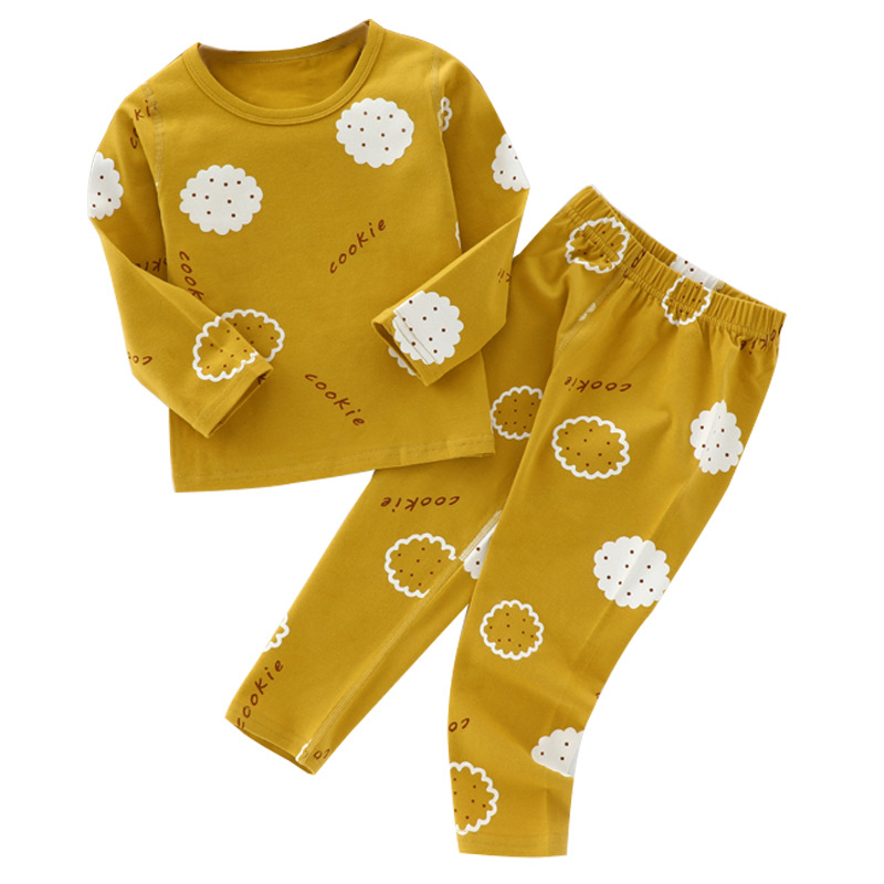 Lycra Underwear Spring and Autumn New 95 Cotton Boneless Children's Autumn Clothes Autumn Trousers Base Children's Clothing Pajamas Home Clothes Set