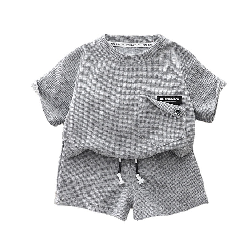 Design sense trend children's summer casual Korean version of loose baby cotton comfortable T-shirt suit source manufacturers wholesale