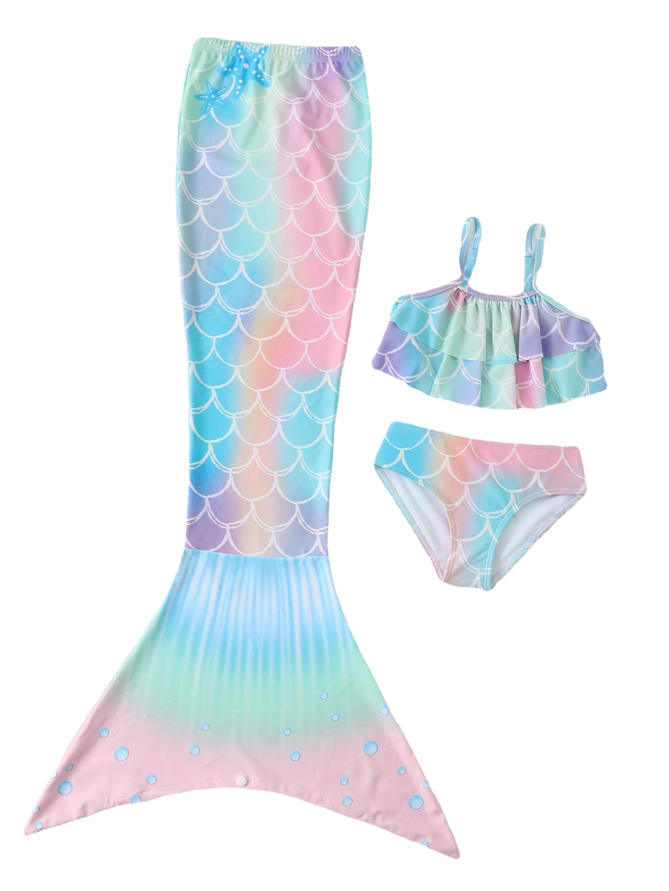 Children's Swimwear Bikini Children's Fish Tail Fishtail Skirt Girls Princess's Seaside Swimwear Beach Swimwear