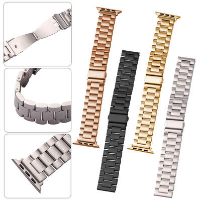 For Samsung Huawei GT4 Stainless Steel Three Bead Watch Band Apple Watch 9 Apple Three Bead Watch Band