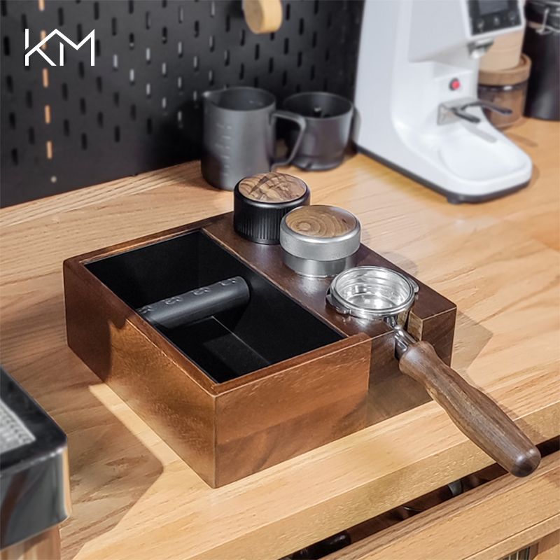 Four-in-one coffee slag box espresso coffee machine handle bracket storage slag box walnut powder base slag bucket