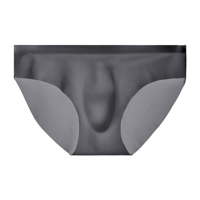 Men's Ice Silk seamless briefs men's pants summer shorts transparent ultra-thin personalized punching breathable quick-drying underpants