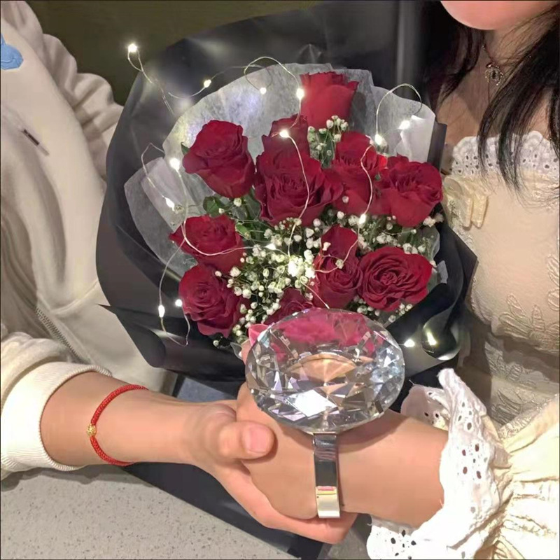 Simulation fake diamond ring artificial crystal ring funny birthday proposal show fun lettering gift