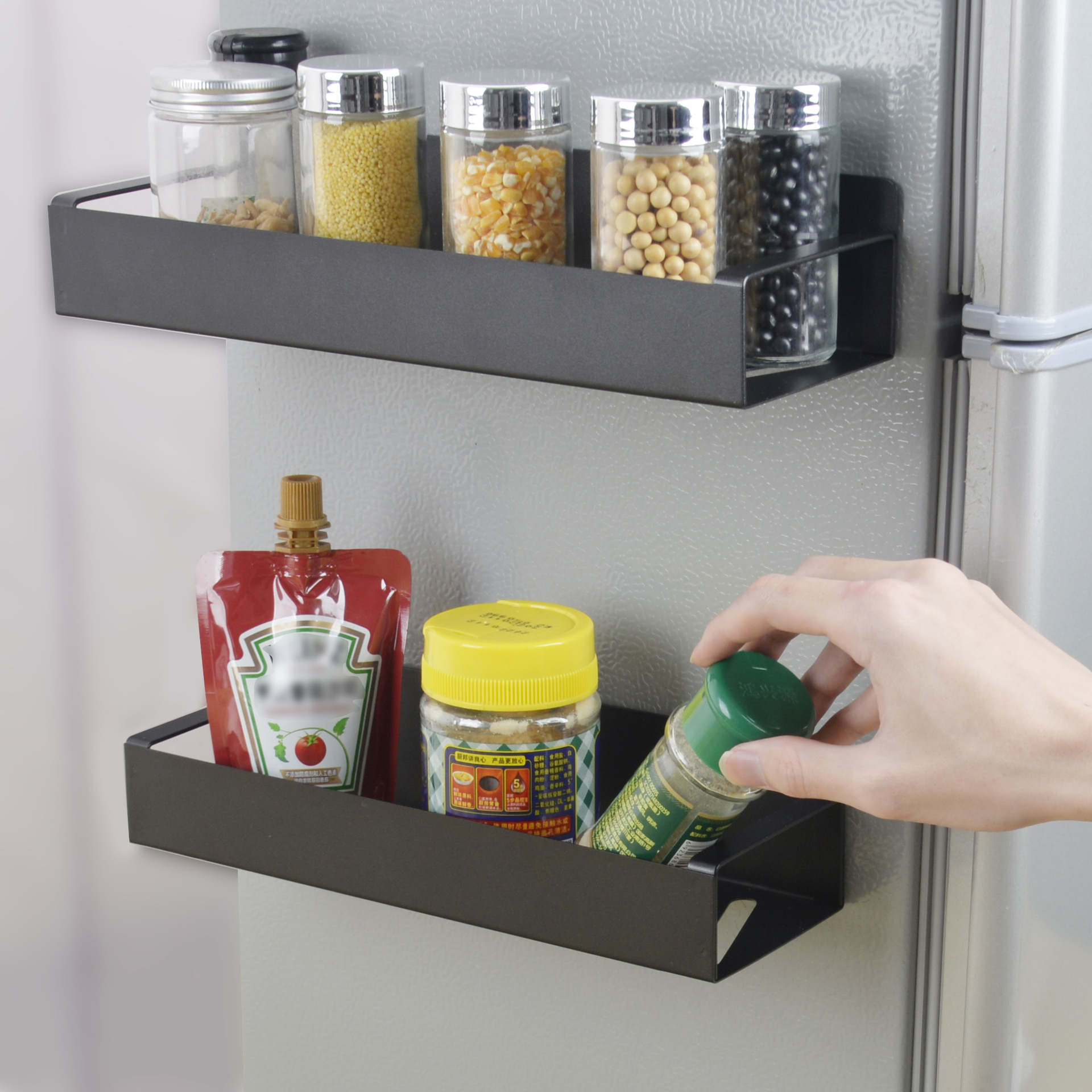 Magnet adsorption refrigerator rack side wall rack kitchen storage rack storage rack home storage box