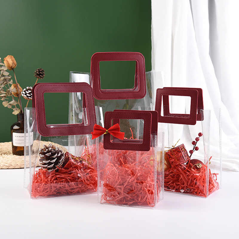 in stock Ins Style PVC Handbag Transparent Accompanying Gift Bag Candy Wedding Candy Festival Event Handbag Printable