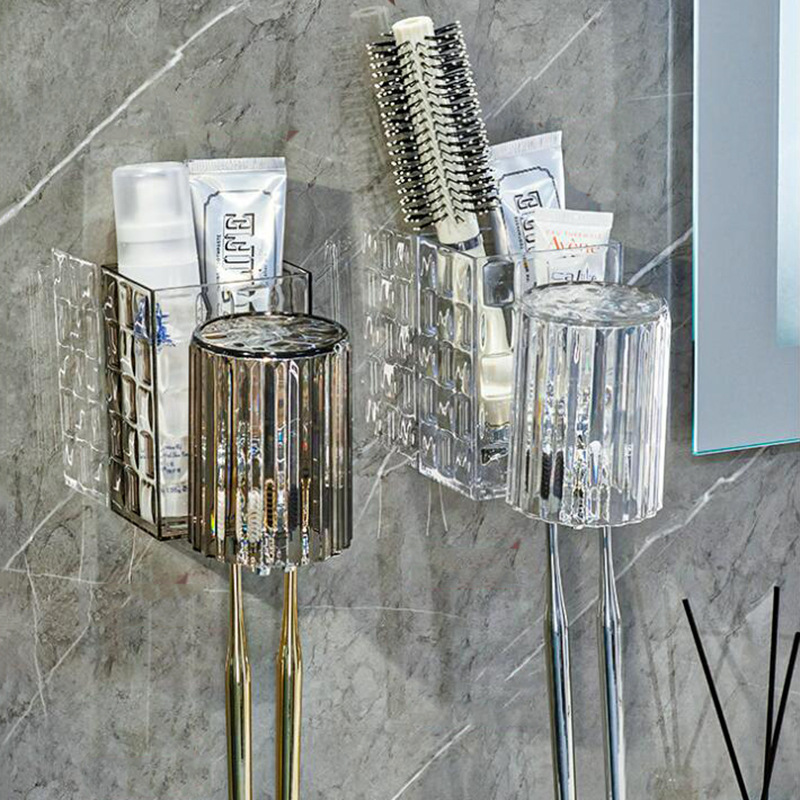 Toothbrush rack punch-free wall-mounted couple mouthwash Cup Tooth Cup tooth set electric toothbrush toothpaste Tooth Cup rack