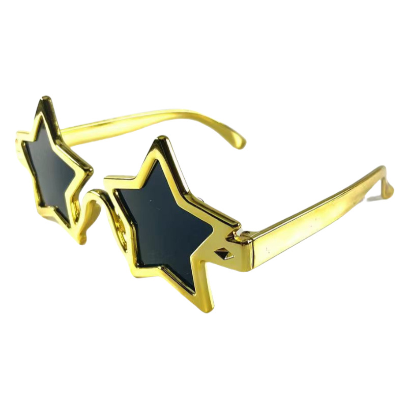 2023 new creative five-pointed star decorative glasses Golden Silver trendy fashion dance party photo props