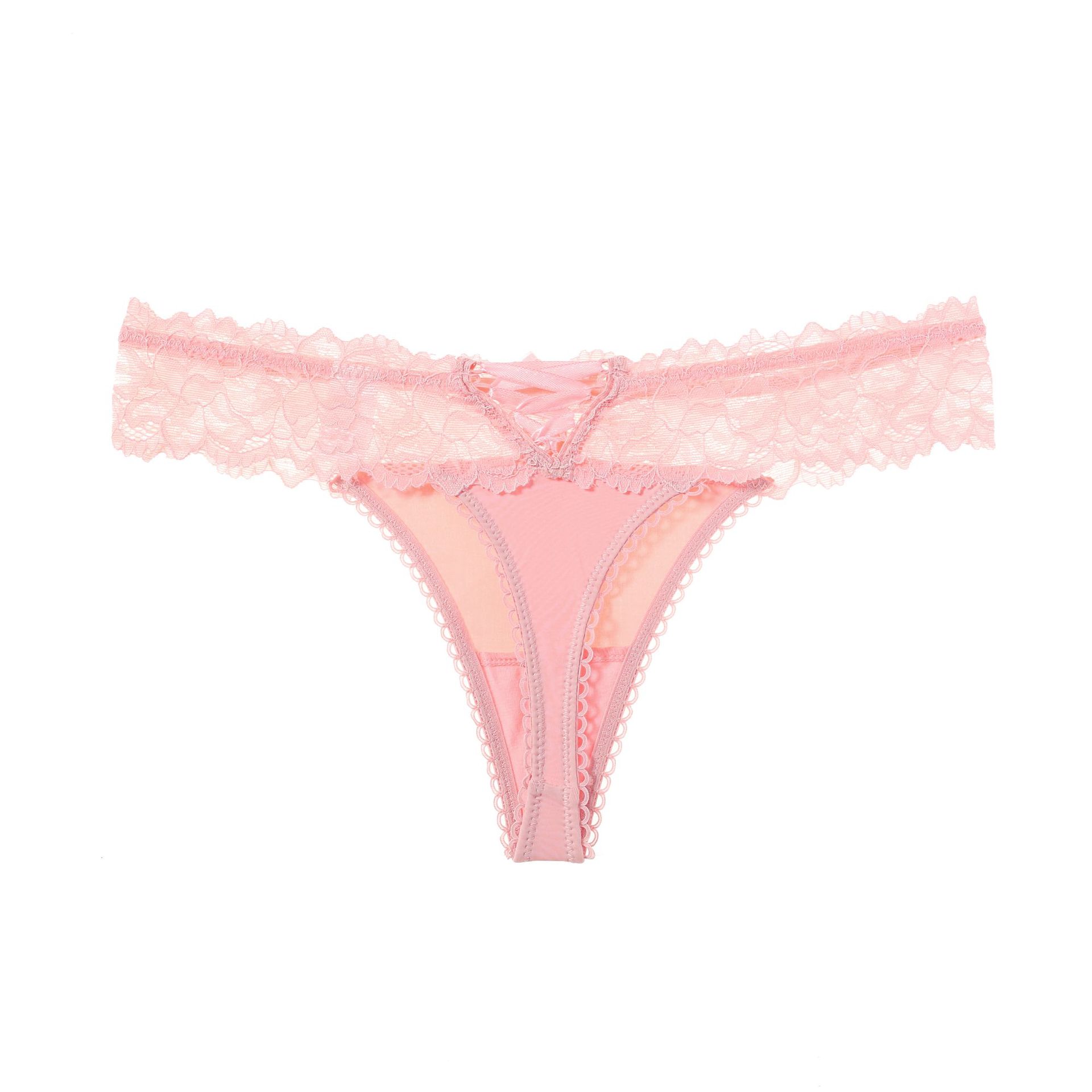 Cross-border Ice Silk sexy low waist T pants hollow-out back cross hot perspective lace thong women's underwear 1887