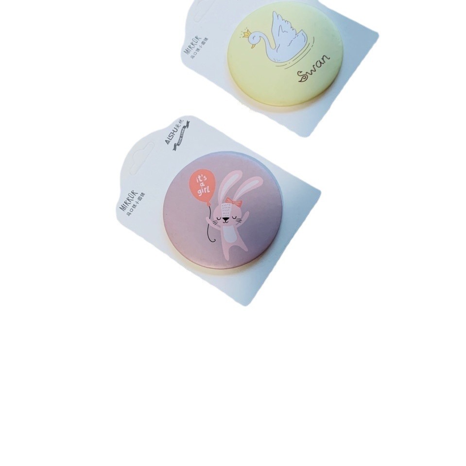 Small round mirror students portable small mirror cartoon small mirror paper card packaging round mirror diameter 7cm