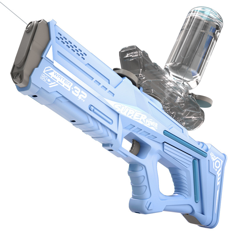 Children's space electric water gun double water supply chamber can be connected to the water bottle automatic water absorption high pressure burst water gun toy