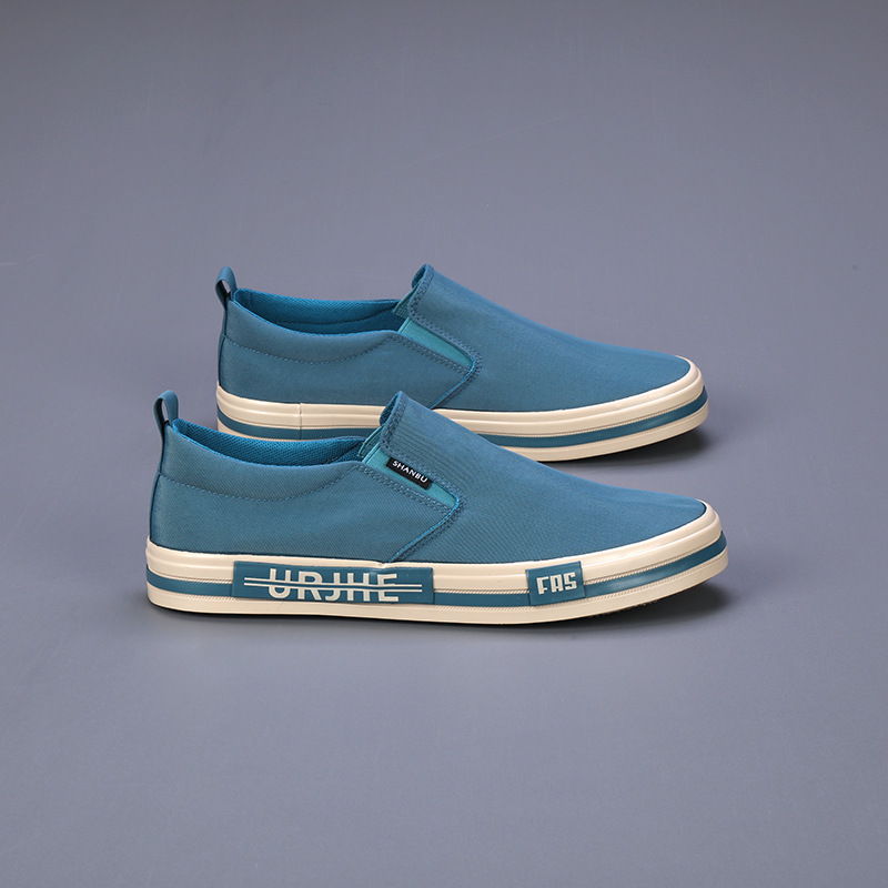 2024 spring casual men's shoes men's canvas slip-on shoes Korean fashion slip-on shoes all-match casual flat shoes