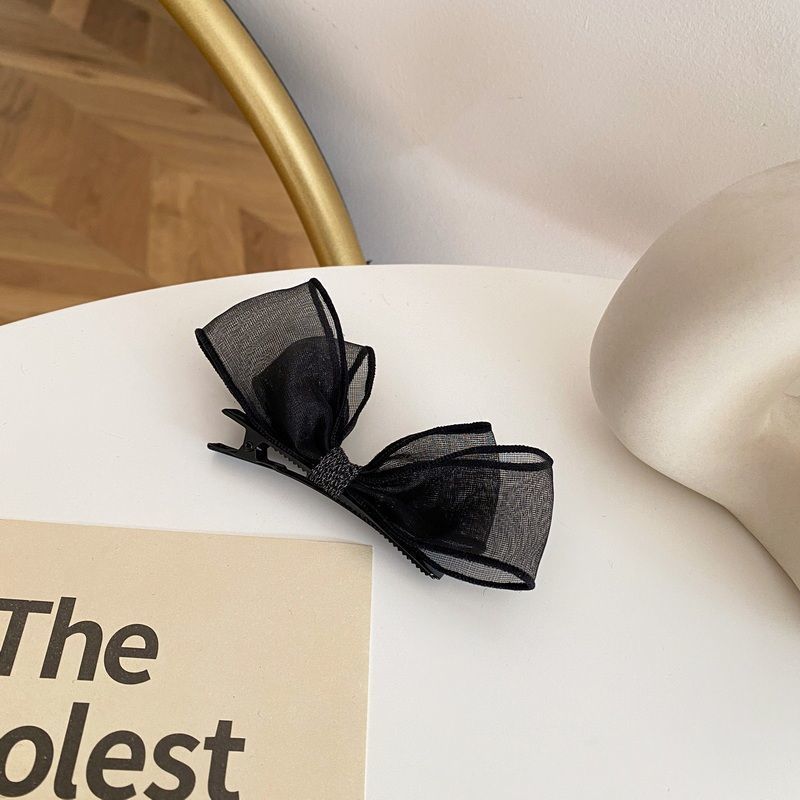 Mesh Double-Sided Bow Small Grab Clip Temperament Bangs Clip Sweet Simple Hairpin Women's Autumn and Winter Side Clip Headwear_voghion.com
