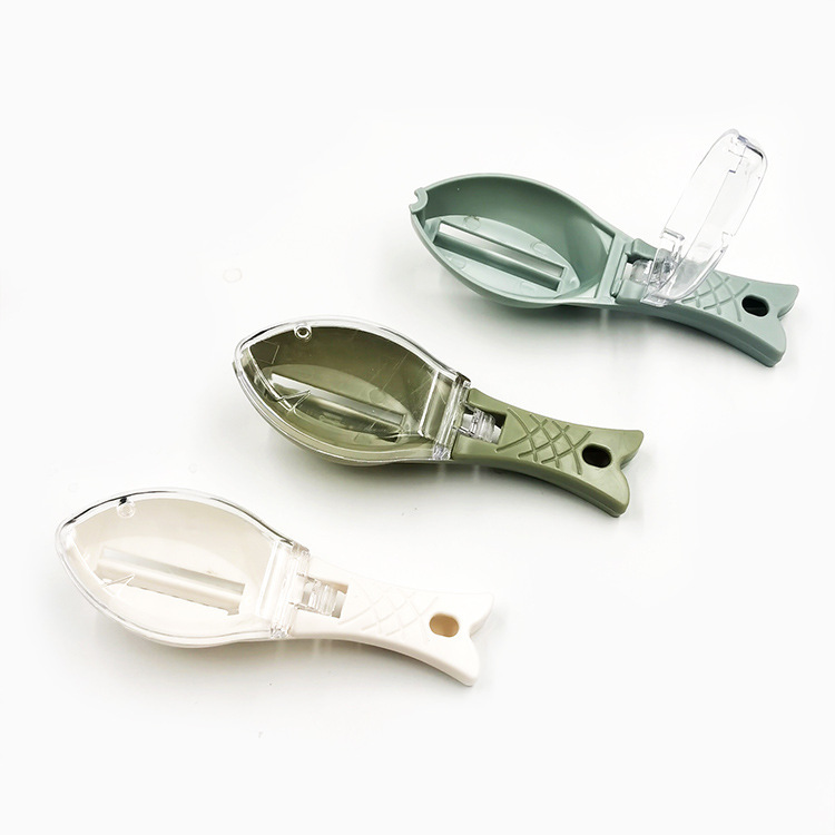Kitchen scale scraper with lid fish scale scraper manual fish scale removal tool fish scale brush kitchen gadget
