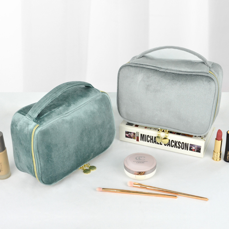 Velvet cloth cosmetic bag 2023 niche large capacity portable wash bag high-looking makeup tool storage bag