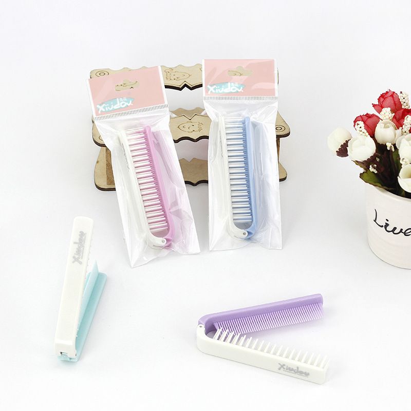 Plastic folding dual-purpose comb multi-functional compact folding comb student portable mini portable comb