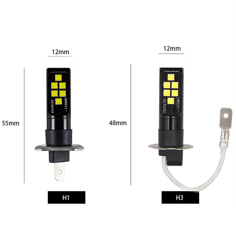 Longda Led 車のライト H7 H4 3030 12smd フォグランプ H1 H3 防曇ランプ 9005 H8 フロントスポットライト|undefined