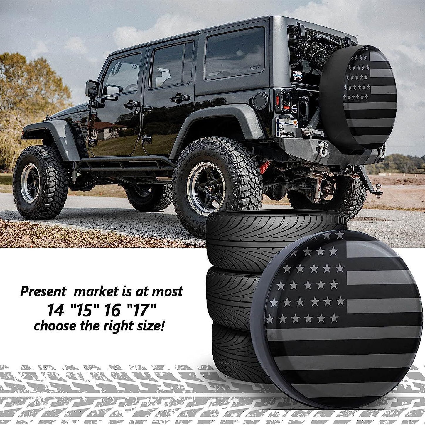 For Jeep Wrangler Sahara Hummer Toyota American flag spare tire cover order