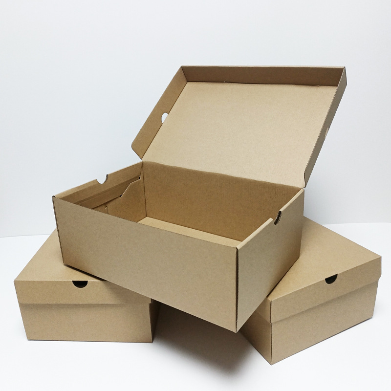White kraft paper flip shoe box paper box sneaker storage packaging box carton in stock wholesale printable LOGO